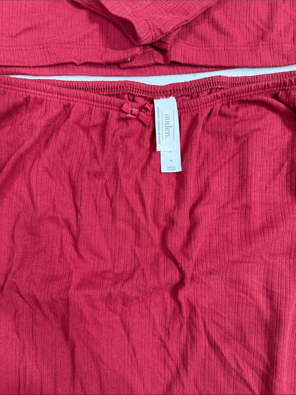 Auden Ribbed Two-Piece Sleep Set - Red - Picture 2 of 3